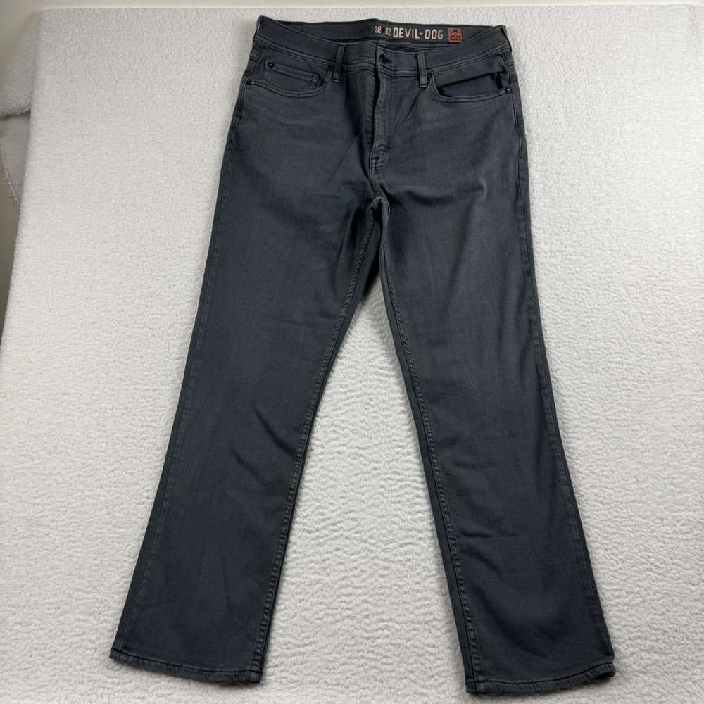 Devil-Dog Dungarees Jeans Mens 38x32 Gray Denim The Original Slim‎ Straight Leg
